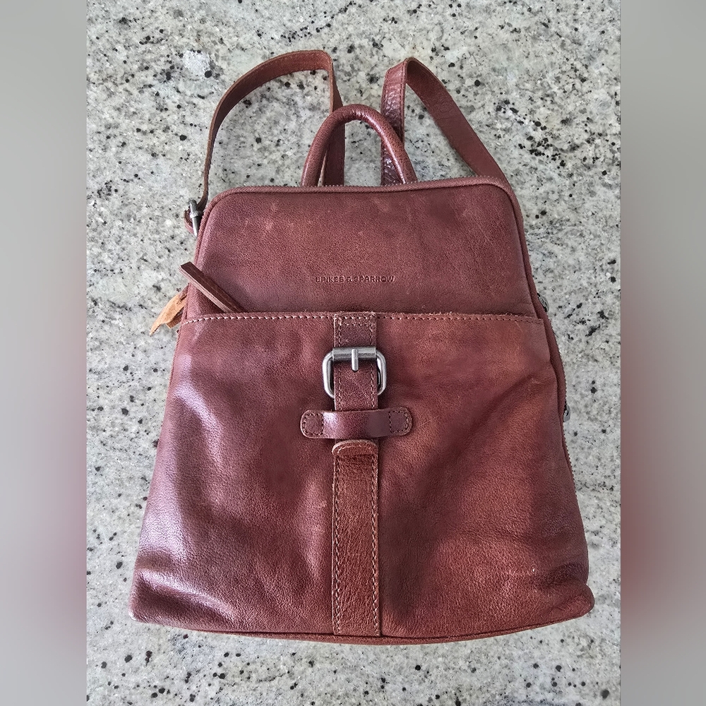 Spikes And Sparrow Brown Leather Backpack Excellent